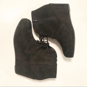 Merona Faux Suede Lace-up Wedge Booties Size 8.5